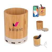 Bamboo Pen Cup w/ 10W Wireless Charger